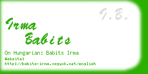 irma babits business card